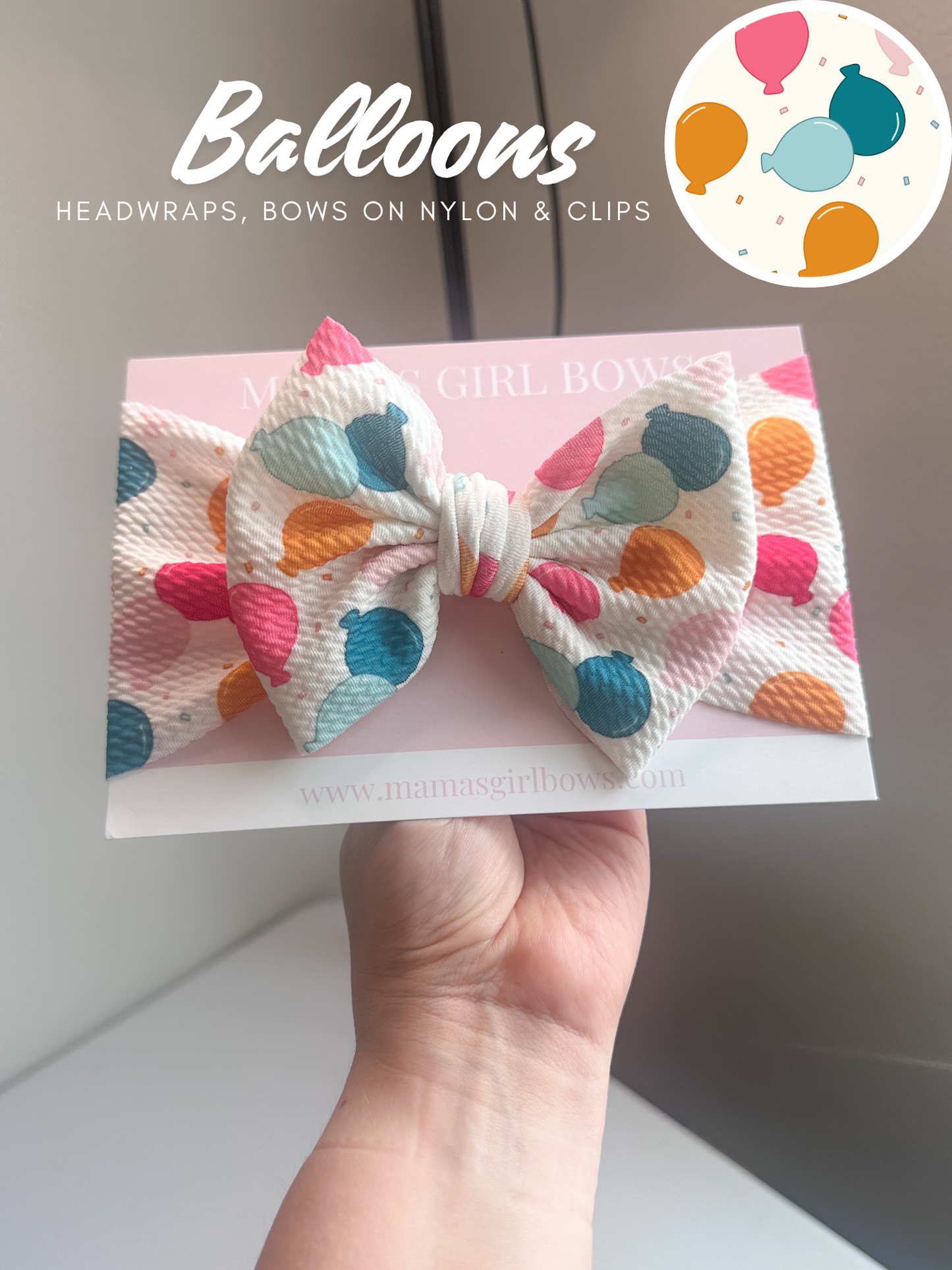 Balloons Birthday Hair Bows