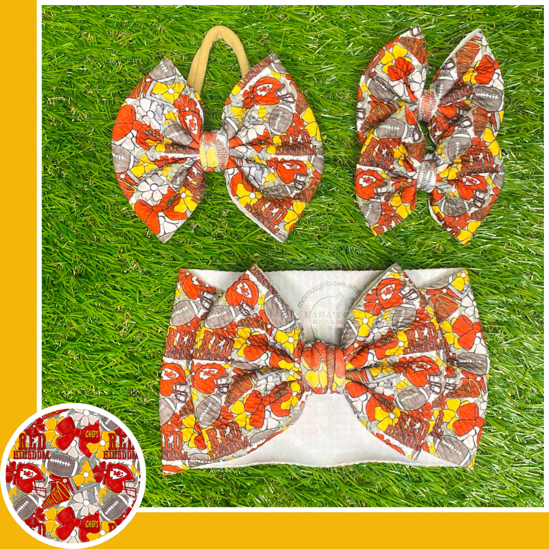 Kansas City Kingdom with Goals Floral Football Hair Bow