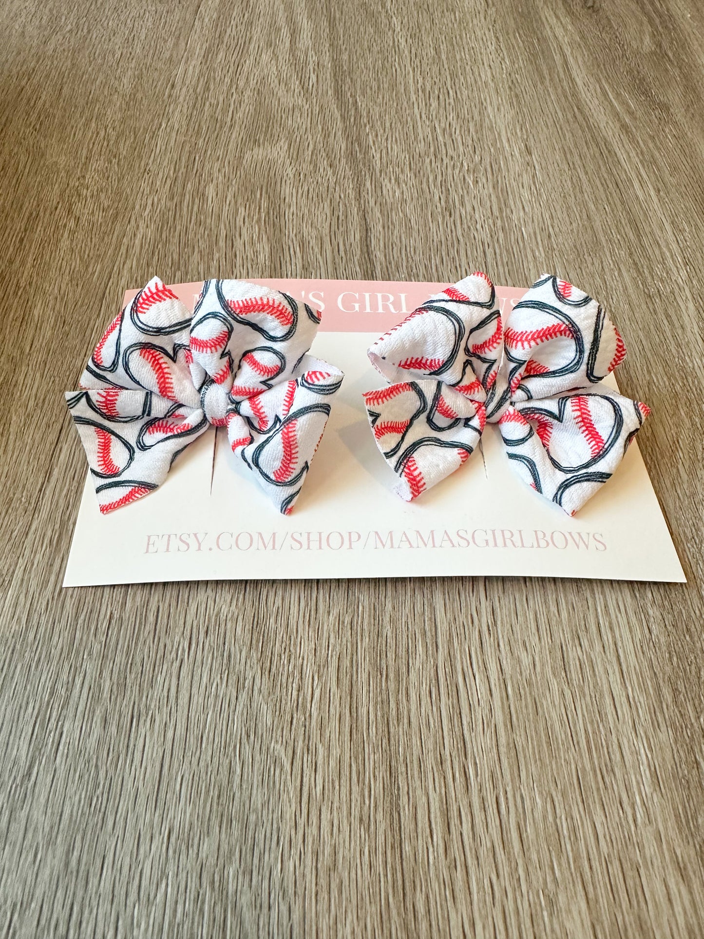 Baseball Hearts Sports Hair Bow