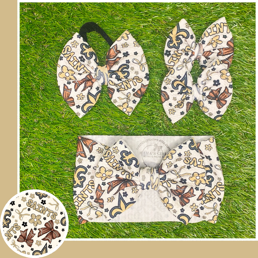 Louisiana Floral Football Hair Bow