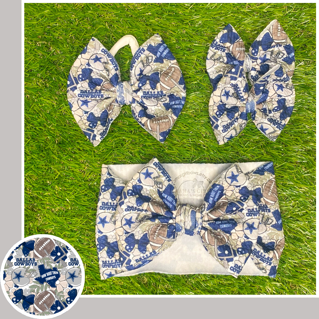 Texas Stars with Goals Floral Football Hair Bow