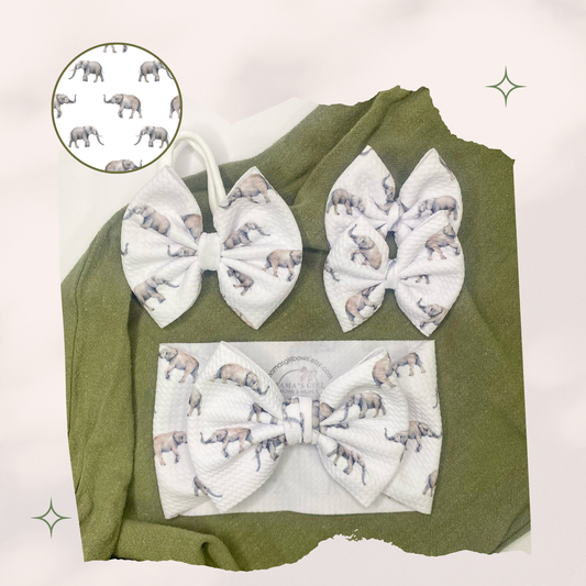 Elephants Animal Hair Bow