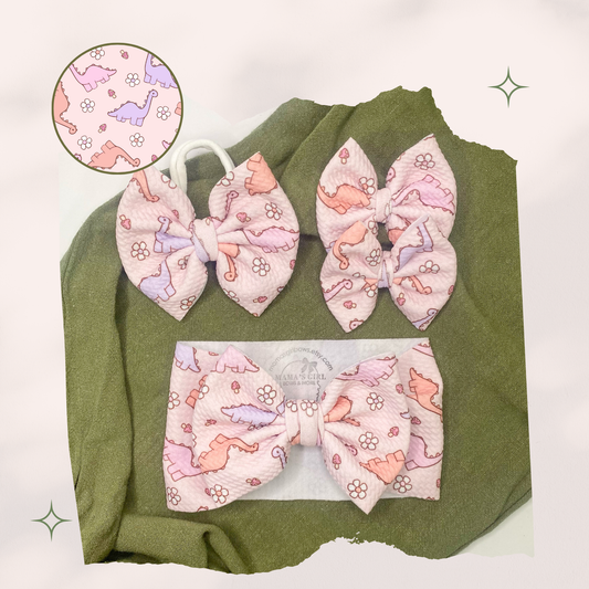 Pink Dinos Animal Hair Bow