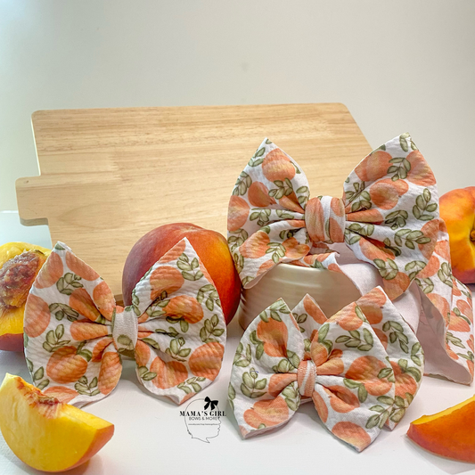 Peaches Fruit Hair Bow