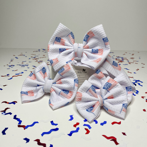 USA Flags Patriotic Hair Bow