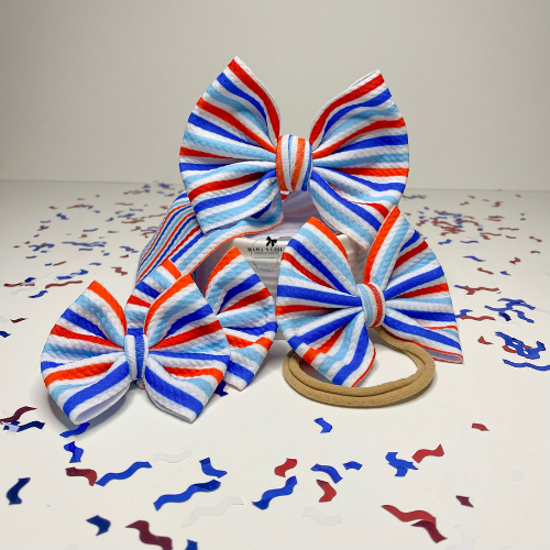 Red, White, and Blue Stripes Patriotic Hair Bow