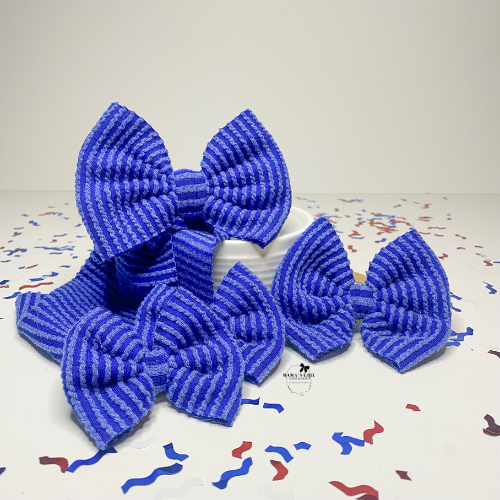 Blue Waved Rib Hair Bow