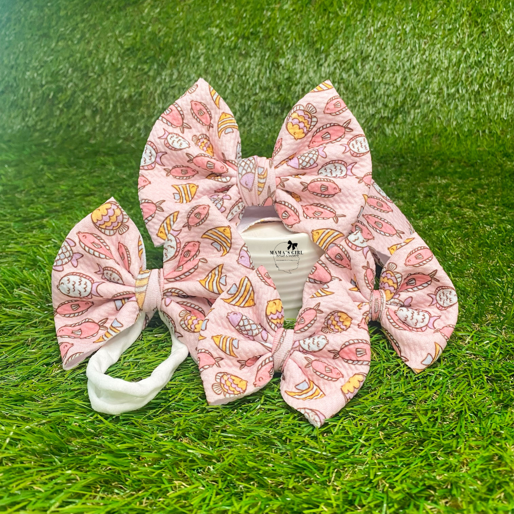 Pink Fishes Animal Hair Bow