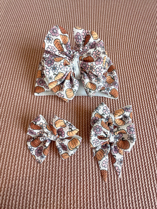 Fall Pumpkin Floral Bows