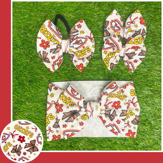 Chiefs Floral Football Hair Bow