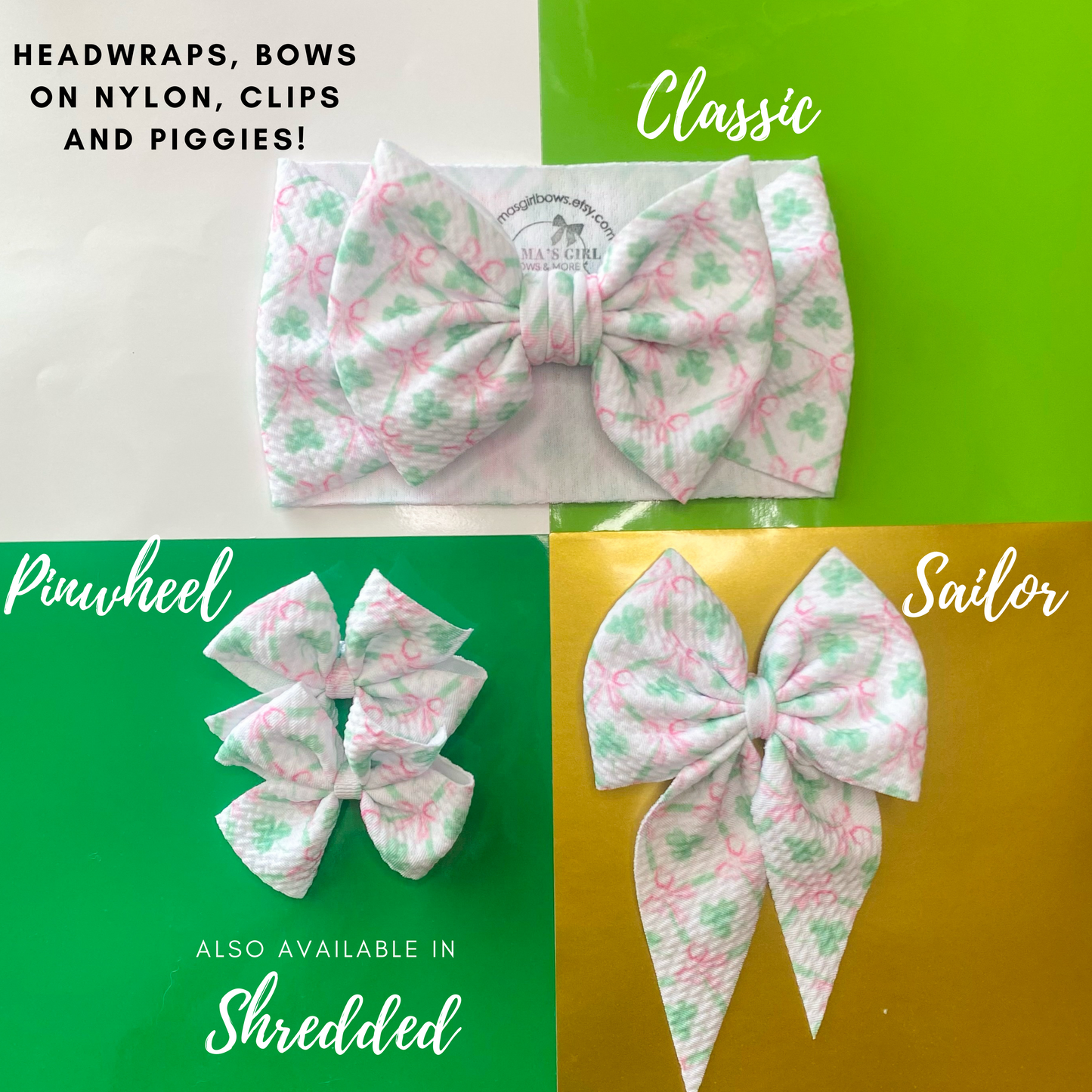 Clovers & Bows St. Patrick's Day Hair Bows