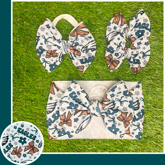 Eagles Floral Football Hair Bow