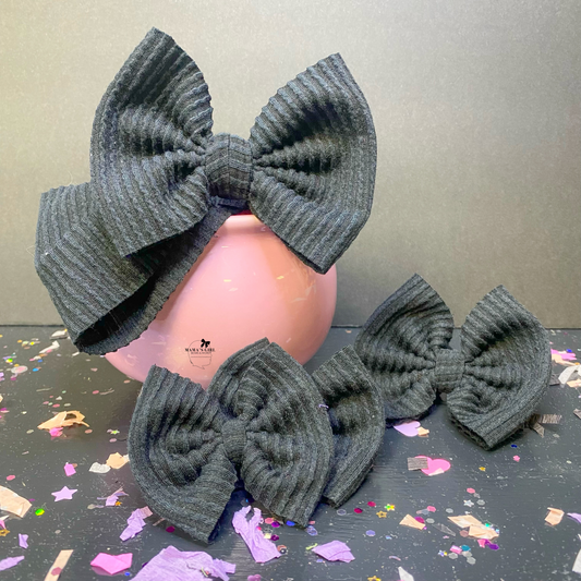 Black Waved Rib Hair Bow