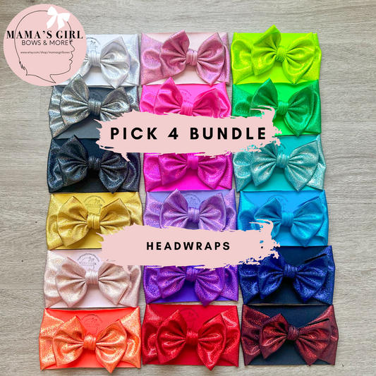 4 PACK Bundle - Holographic Headwrap Bows