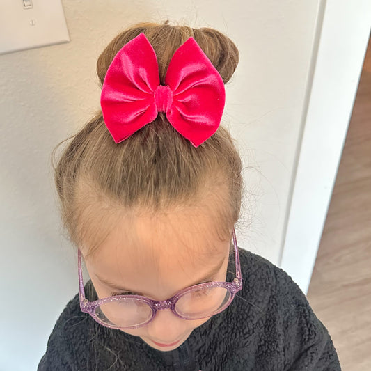 Fuchsia Velvet Valentine's Day Hair Bow