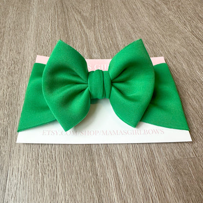 Kelly Green Solid Scuba Hair Bow