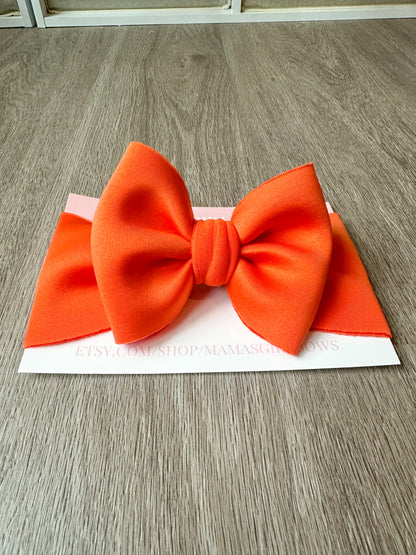 Orange Solid Scuba Hair Bow