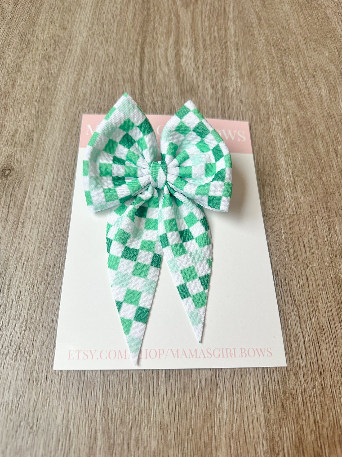 Green Checks St. Patrick's Day Hair Bows