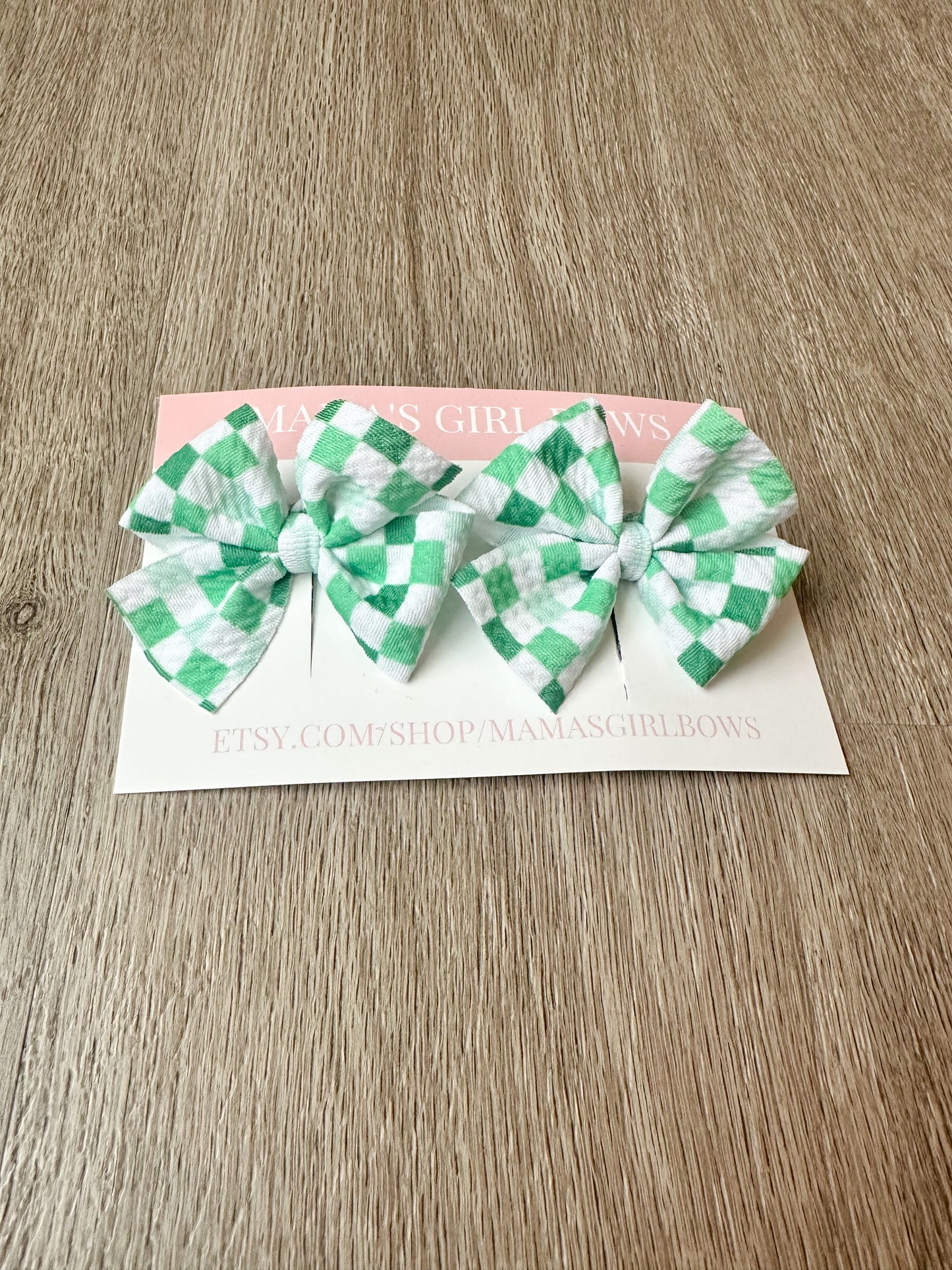 Green Checks St. Patrick's Day Hair Bows