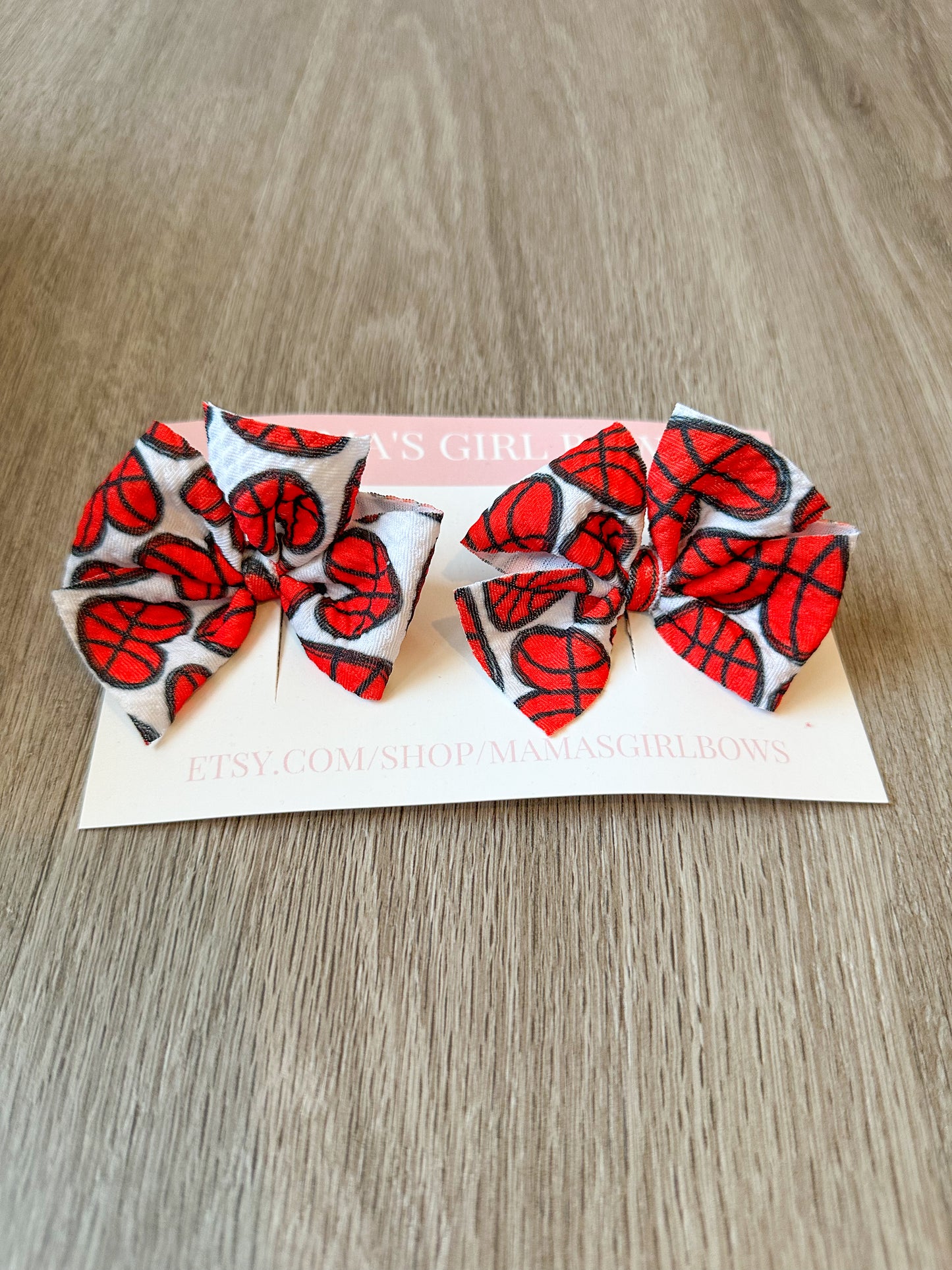 Basketball Hearts Sports Hair Bow