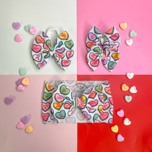 Conversation Hearts Valentine's Day Hair Bow