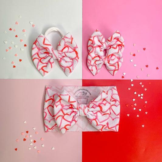 Watercolor Hearts Valentine's Day Hair Bow