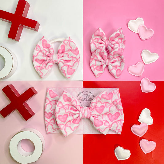 Pink Bows Valentine's Day Hair Bow