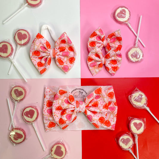 Lollipop Hearts Valentine's Day Hair Bow