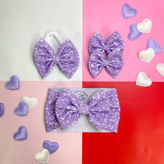 Purple Floral Valentine's Day Hair Bow