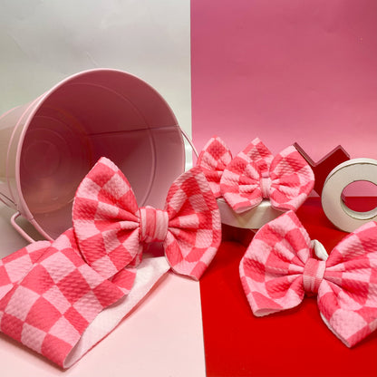 Checkered Valentine's Day Hair Bow