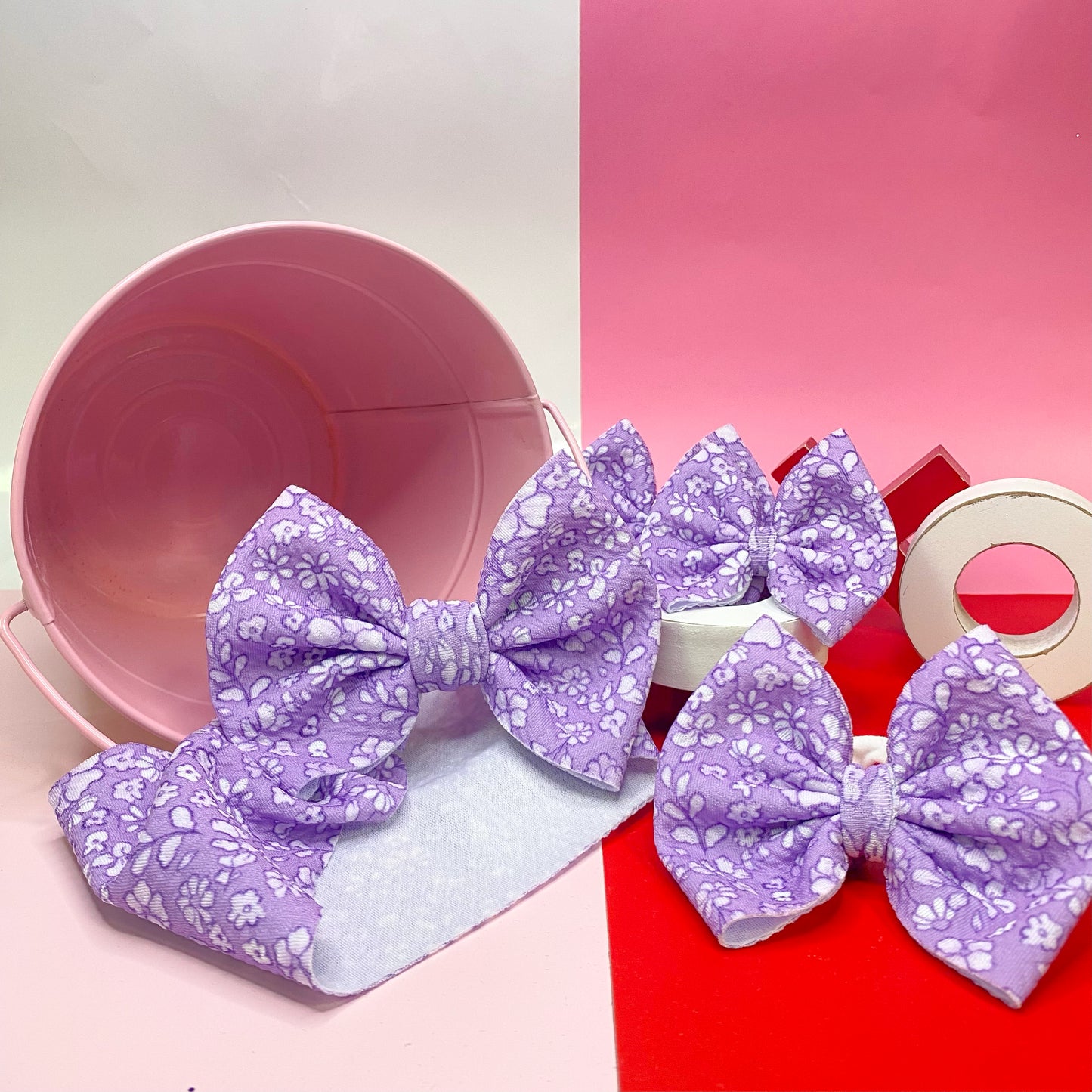 Purple Floral Valentine's Day Hair Bow