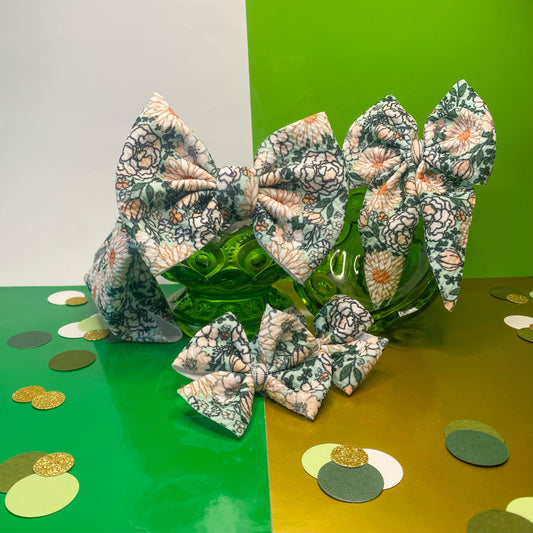 Mint Floral St. Patrick's Day Hair Bows