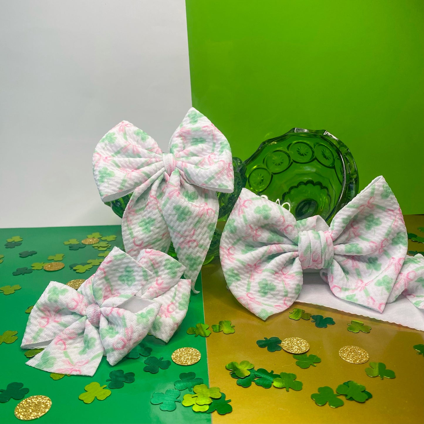 Clovers & Bows St. Patrick's Day Hair Bows