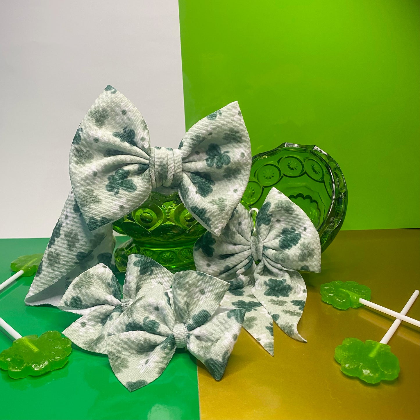 Shamrock Daisy St. Patrick's Day Hair Bows