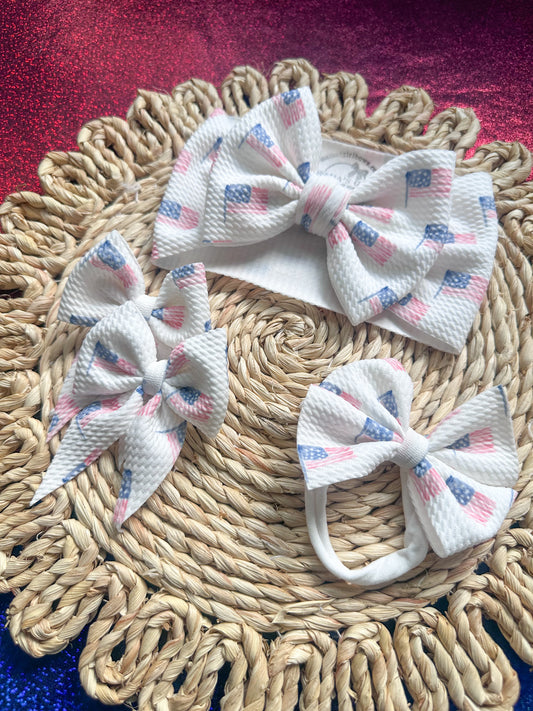 USA Flags Patriotic Hair Bow