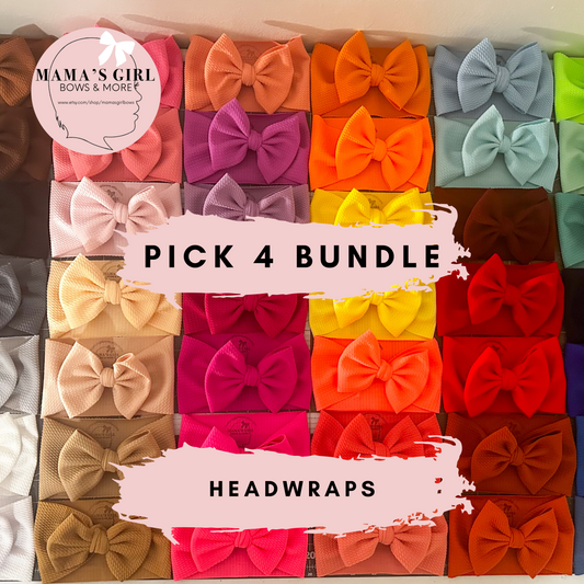 4 PACK Bundle - Solid Headwrap Bows