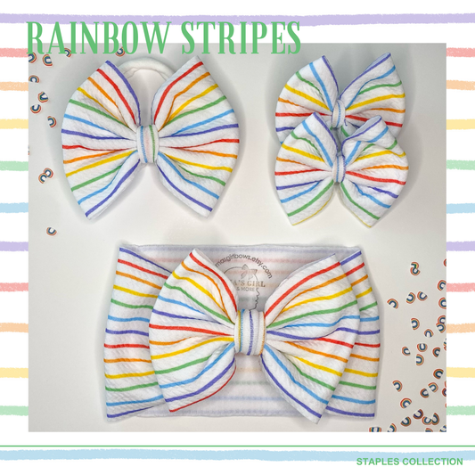 Rainbow Stripes Hair Bow