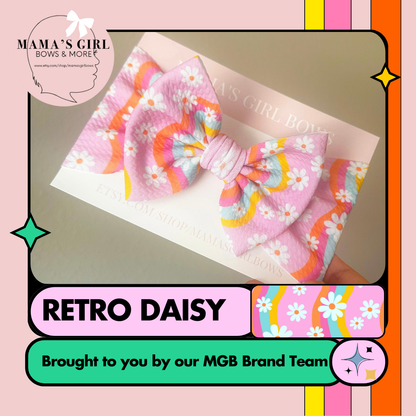 Retro Daisies Floral Hair Bow