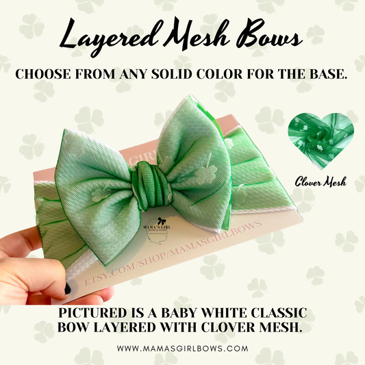 Layered Clover Mesh St. Patrick's Day Hair Bow