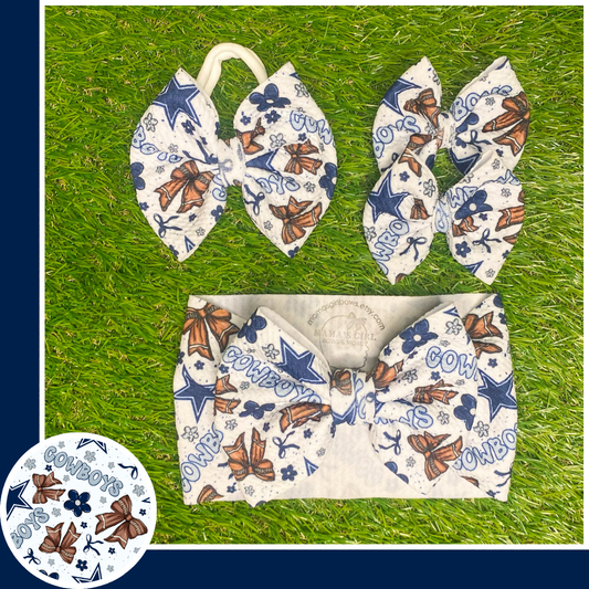 Cowboys Floral Football Hair Bow